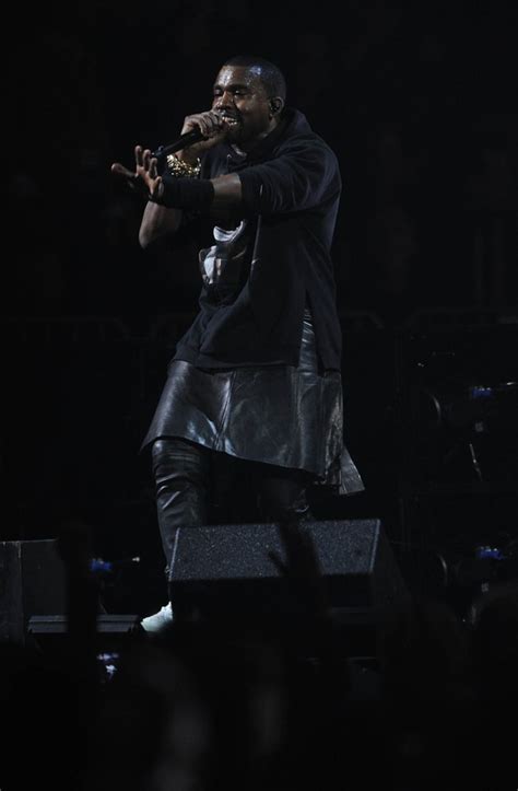 Kanye West's leather skirt steals the show at Sandy benefit